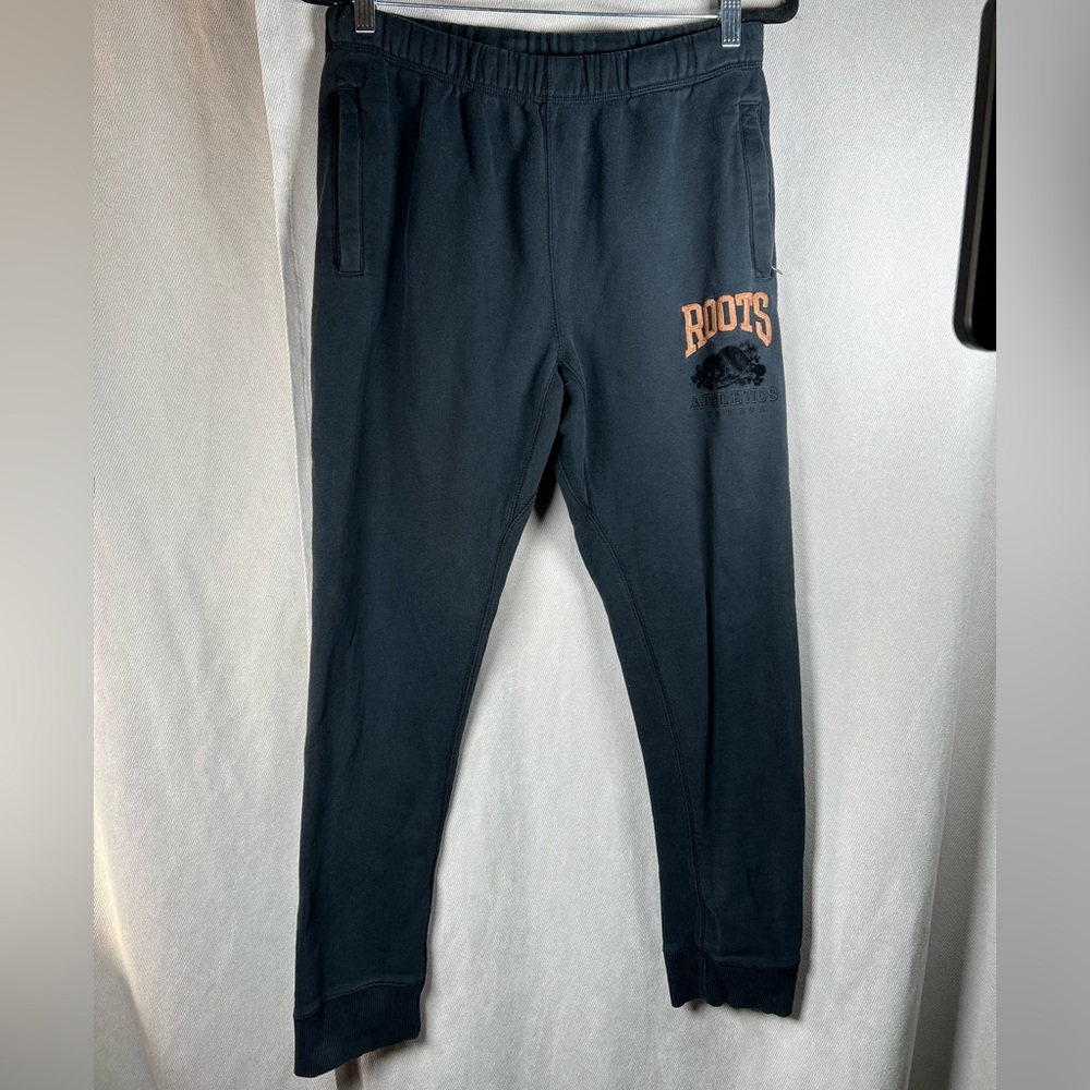 Roots Athletic Heritage Sweatpants with Zippered Pockets - Small in Washed Black